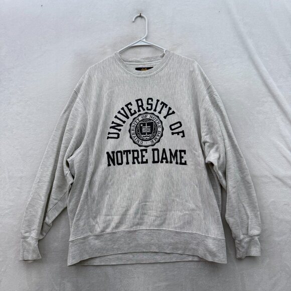 Vintage Universirty Of Notre Dame Sweatshirt Mens L Gray Pullover Fleece - Picture 1 of 9